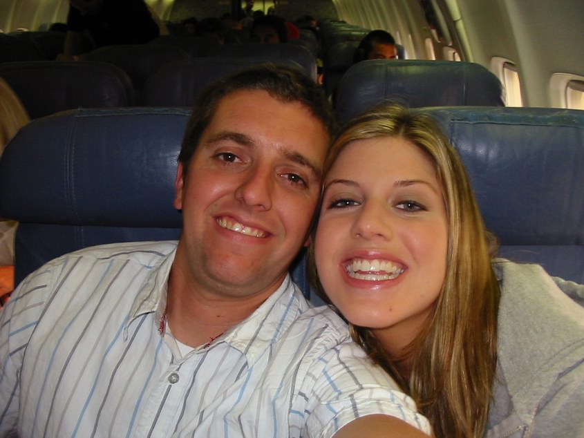 Honeymoon-Kauai-001 - On the plane, we're way to excited.