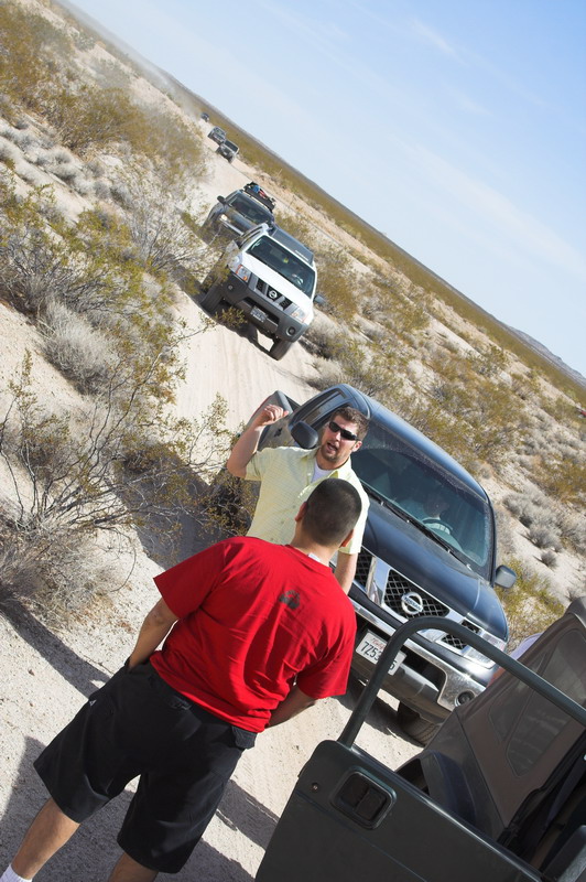 Mojave-Road-0044 - We crossed Highway 95 in Piute Valley. Phil tells us what's happening.